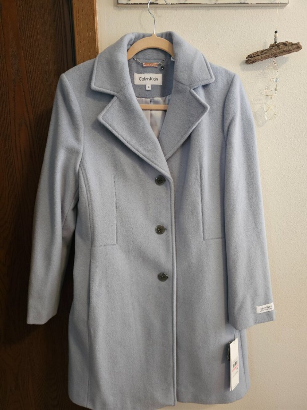 Calvin Klein Womens Single-Breasted Wool Blend Coat - Picture 4 of 6